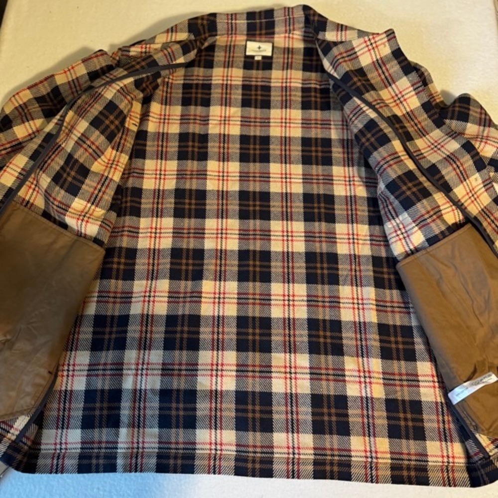 Tuckernuck Womens Plaid Platt Ranch Chore Jacket Cotton Cream Navy‎ Large NWT - Picture 9 of 11